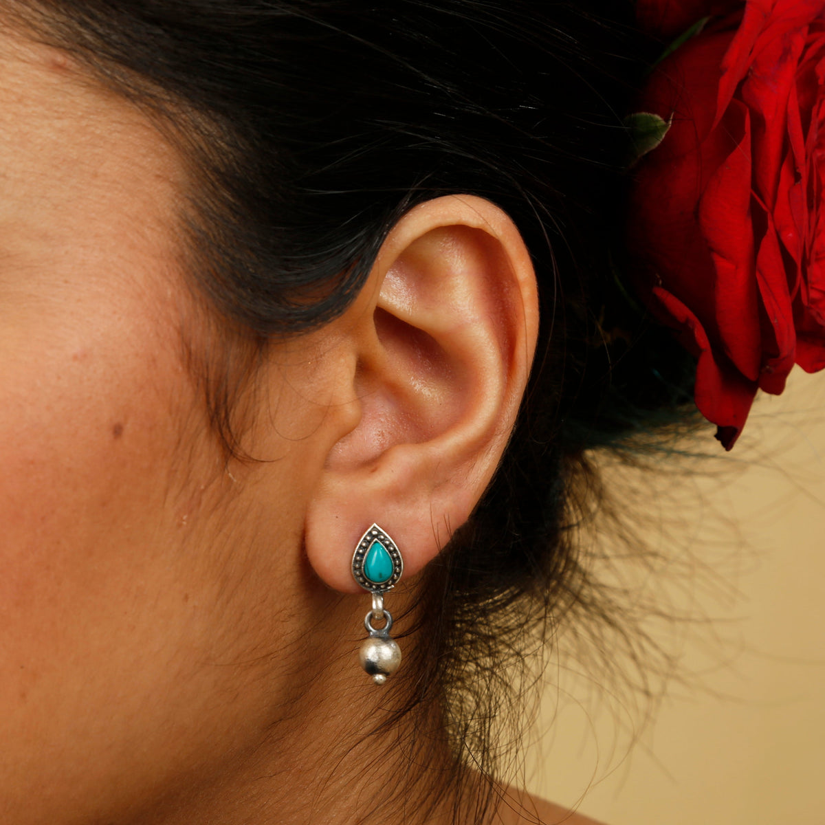 Turquoise Pear Stud Earrings