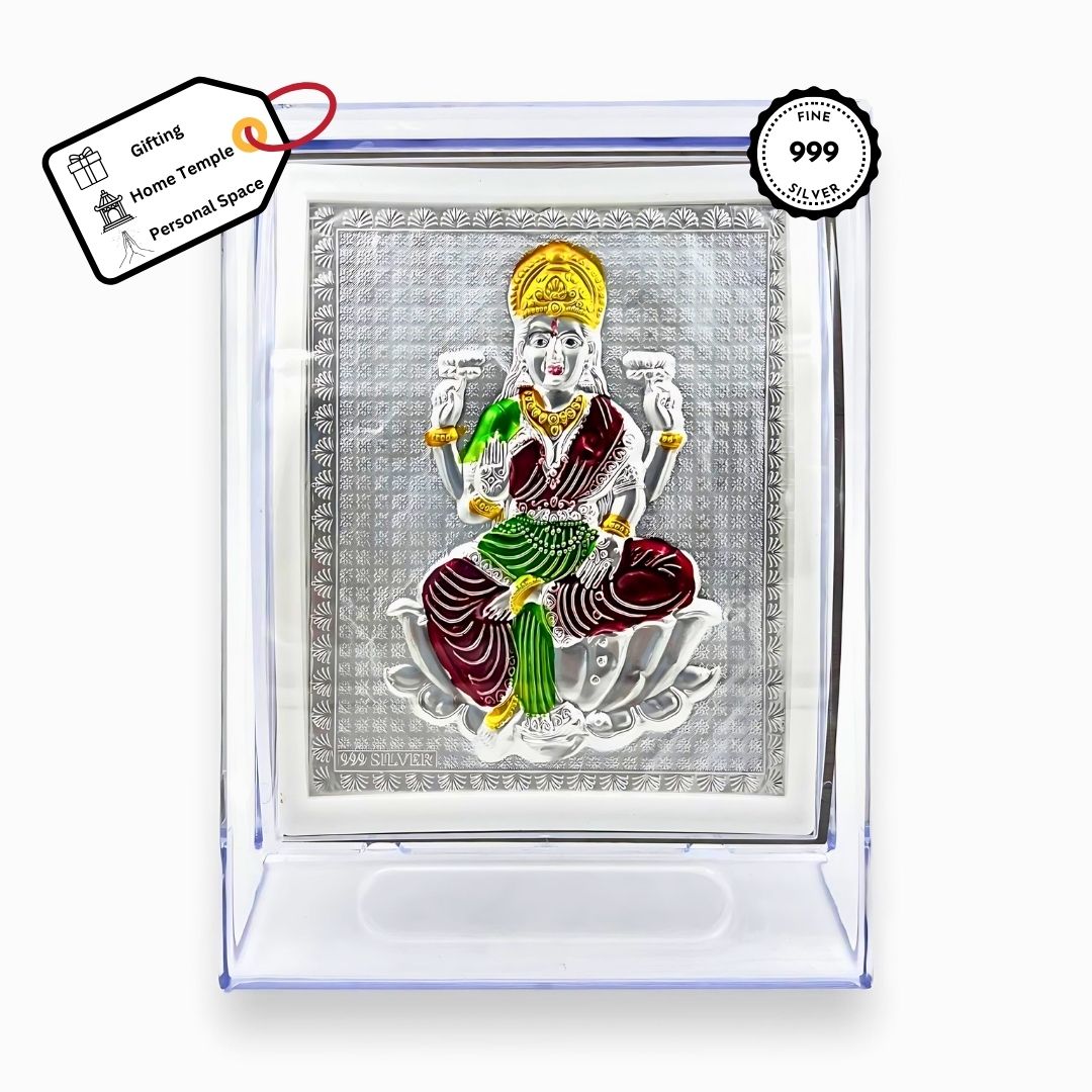 Maa Laxmi Coloured Silver Frame (999 Pure Silver)