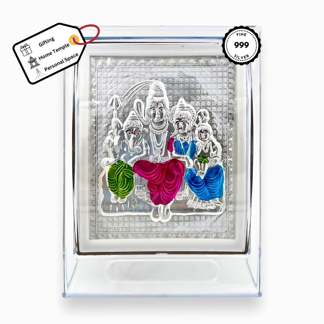 Shiv Parivar Coloured Silver Frame (999 Pure Silver)