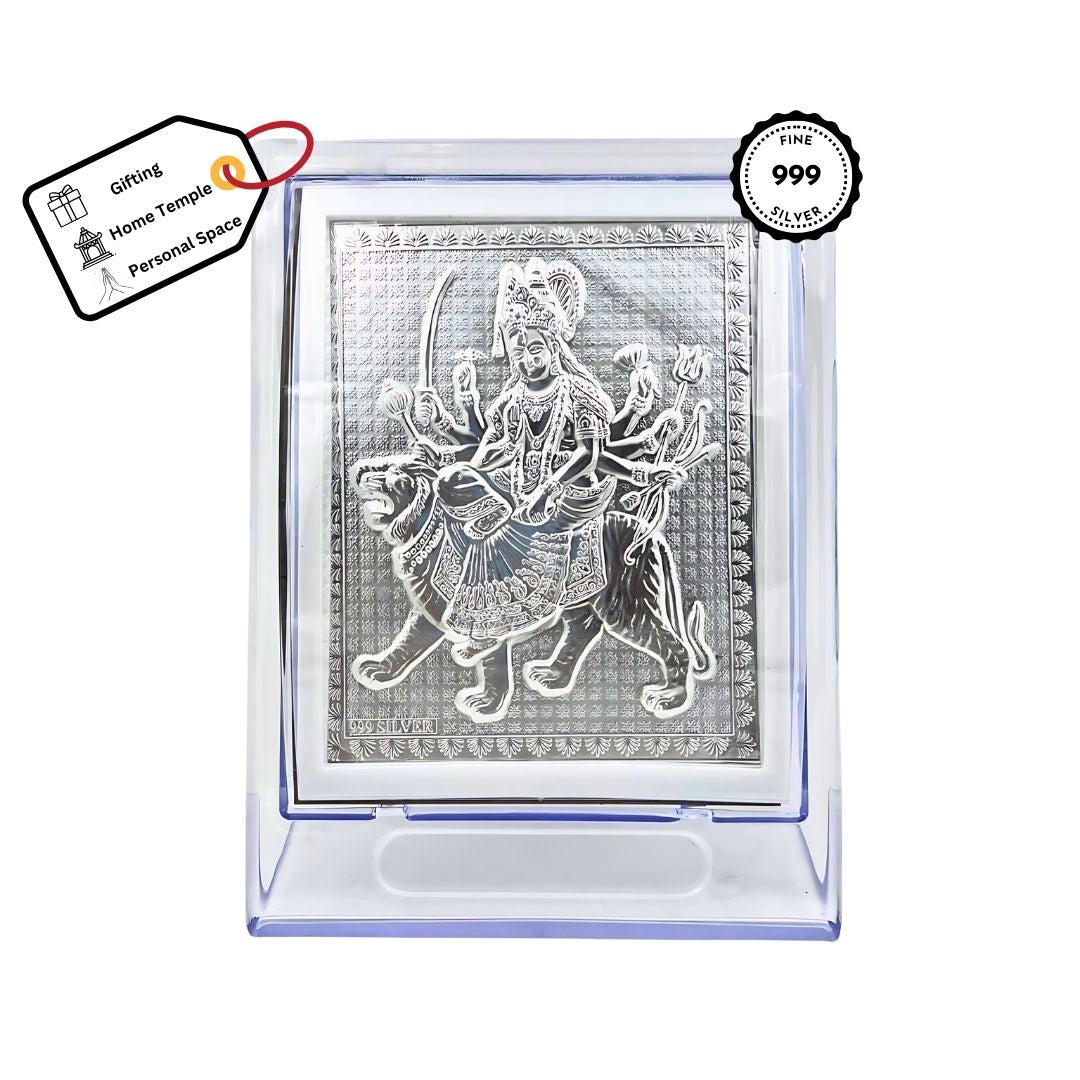 Durga Maa Silver Frame (999 Pure Silver)