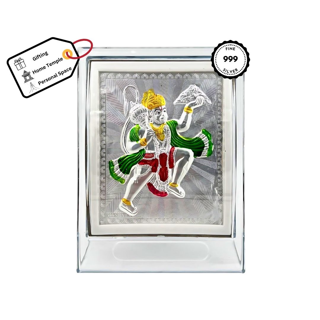 Hanumanji Coloured Silver Frame (999 Pure Silver)