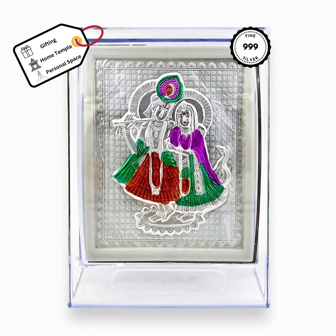 Radha Krishna Coloured Silver Frame (999 Pure Silver)