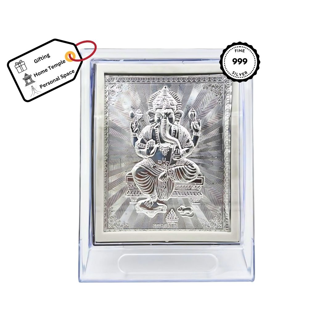 Ganeshji Silver Frame (999 Pure Silver)