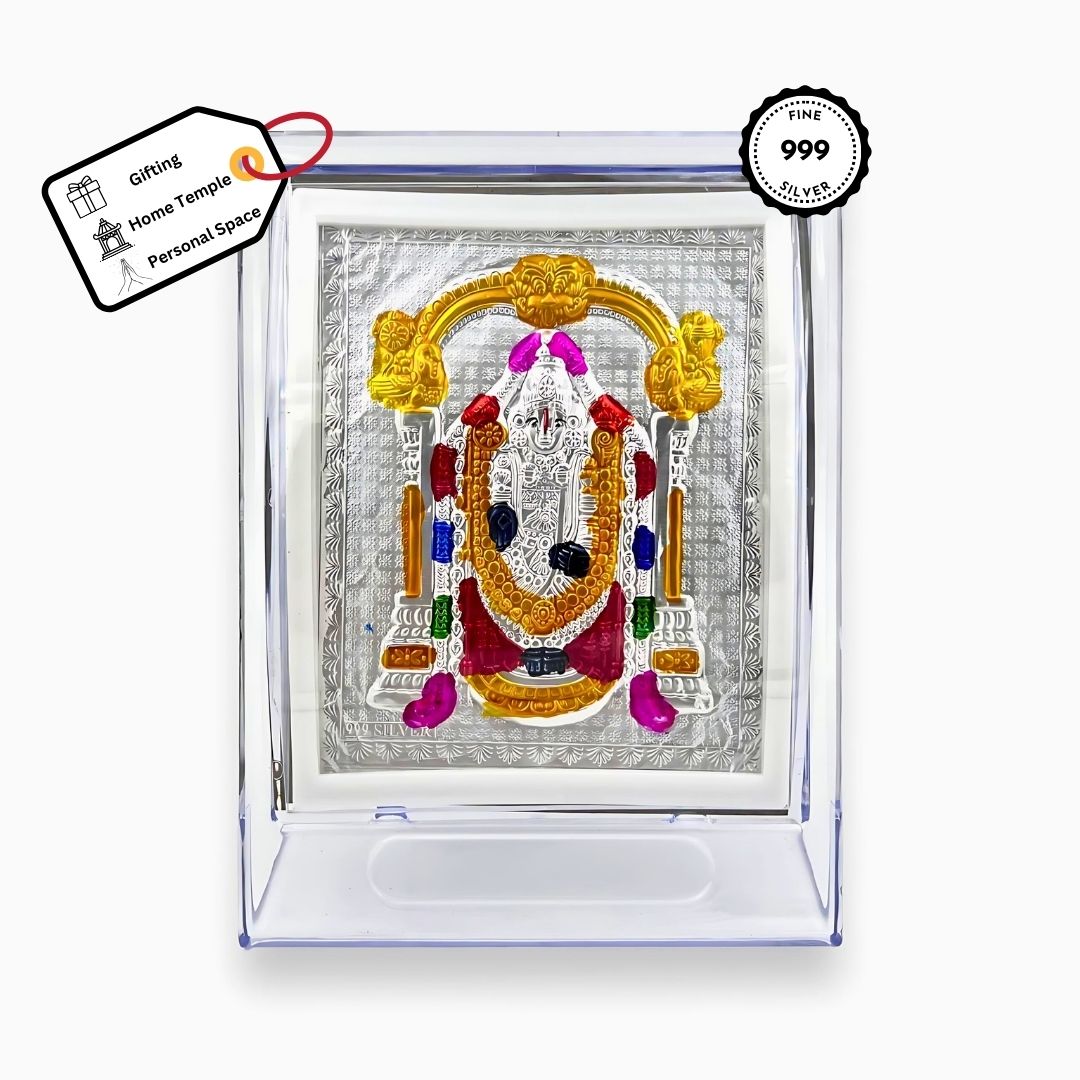 Tirupati Balaji Coloured Silver Frame (999 Pure Silver)