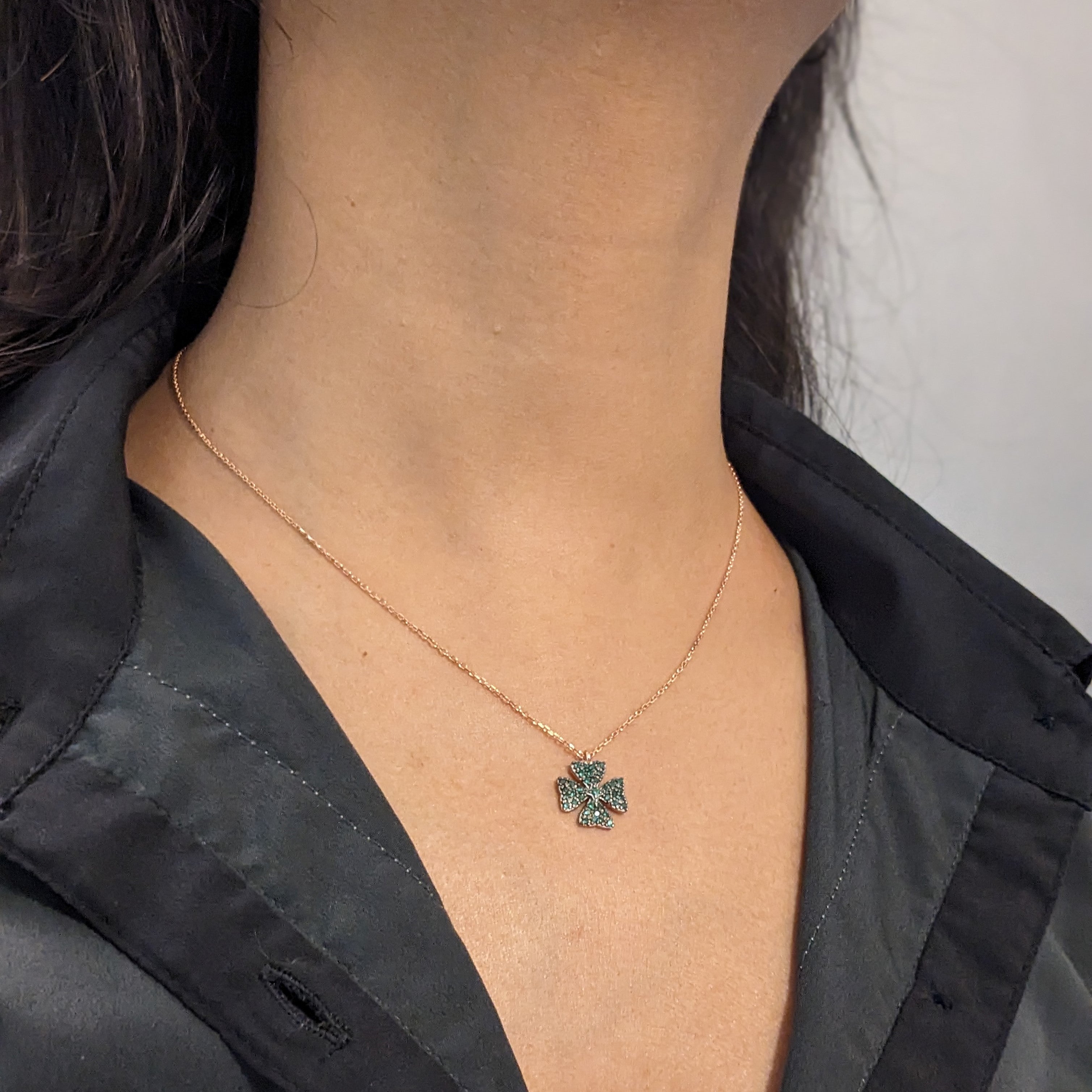 Sparkle Clover Drop Necklace