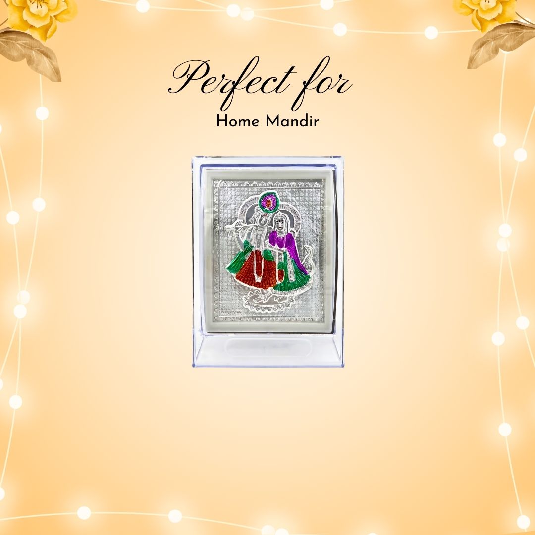 Radha Krishna Coloured Silver Frame (999 Pure Silver)