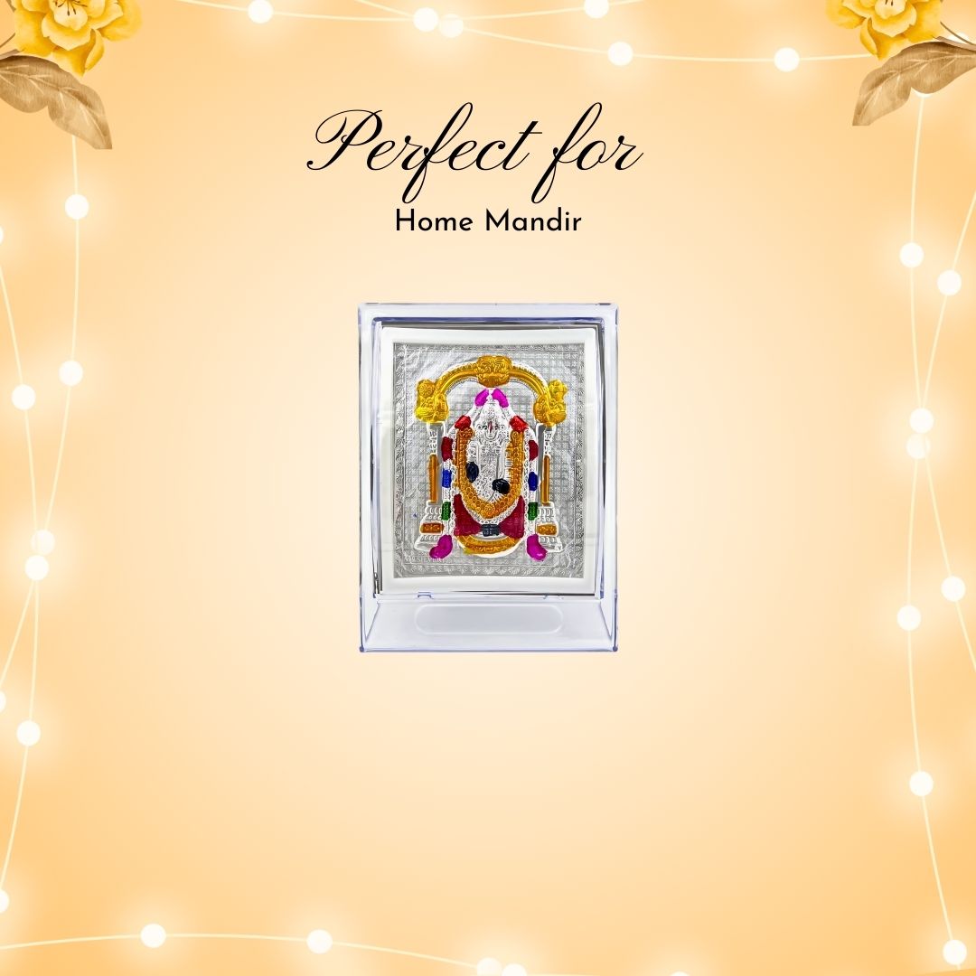 Tirupati Balaji Coloured Silver Frame (999 Pure Silver)