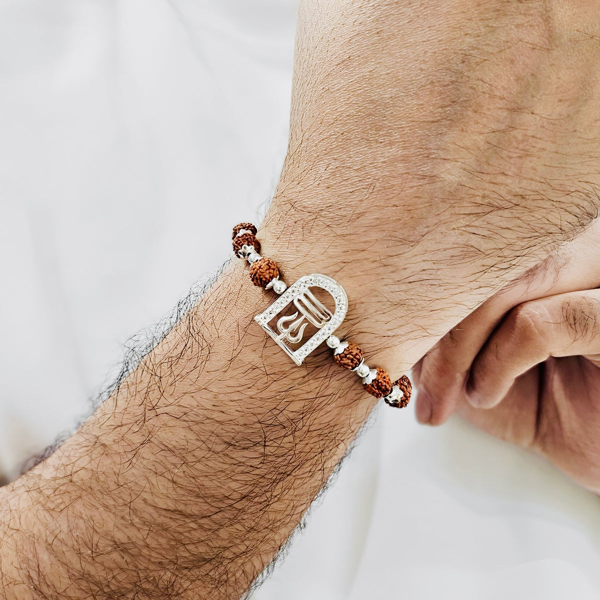 ‘Shivling’ 925 Sterling Silver Rudraksha Beads Bracelet