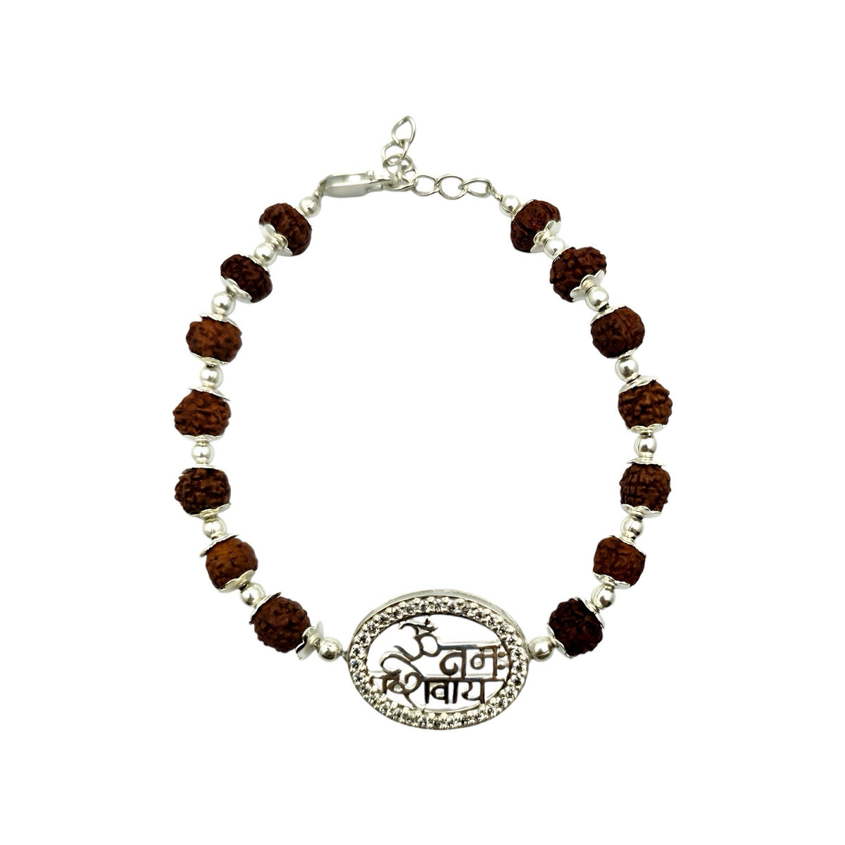 ‘Om Namah Shivaay’ 925 Sterling Silver Rudraksha Beads Bracelet