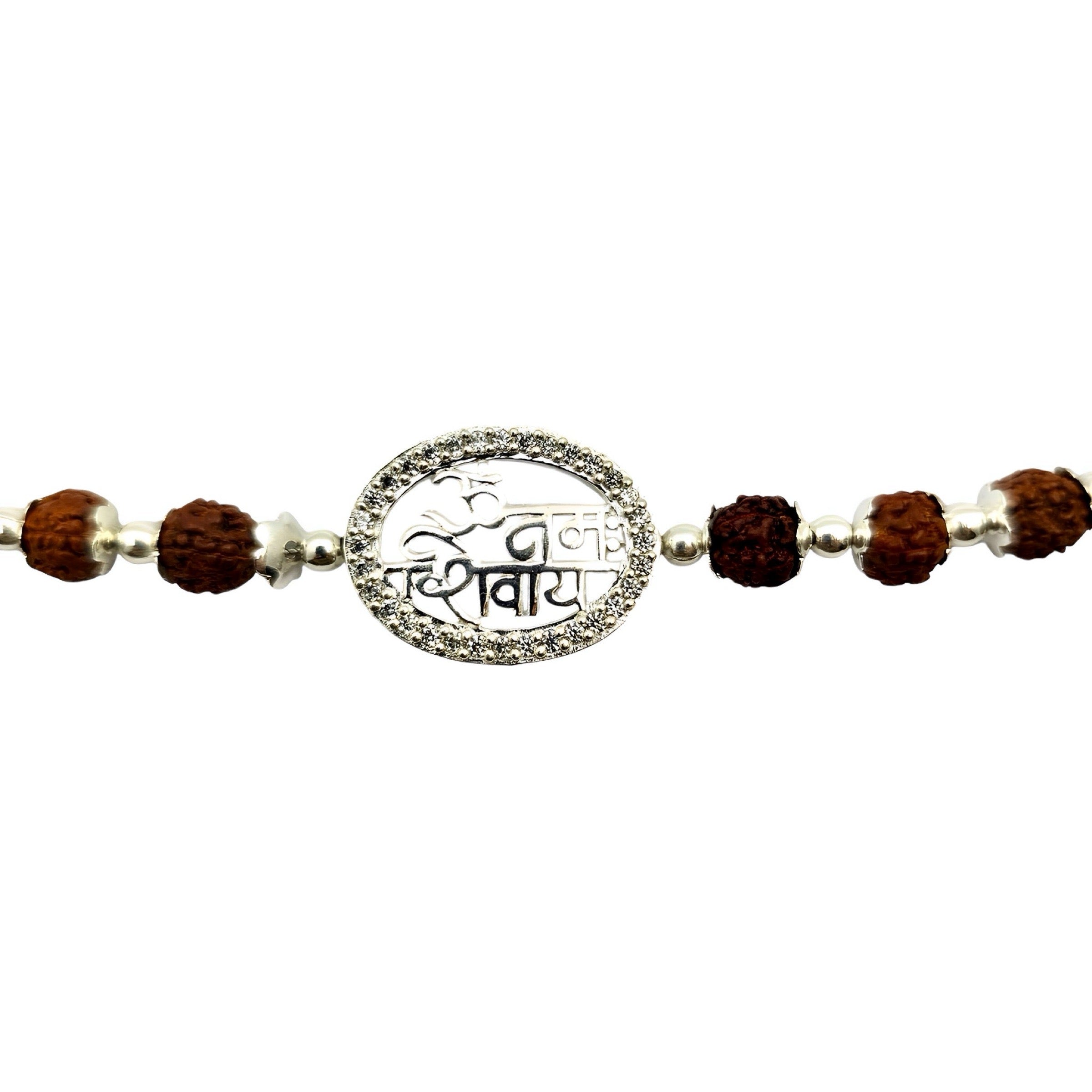 ‘Om Namah Shivaay’ 925 Sterling Silver Rudraksha Beads Bracelet