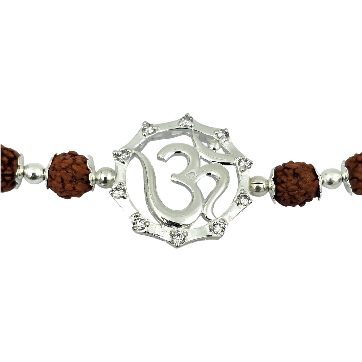 ‘Om’ 925 Sterling Silver Rudraksha Beads Bracelet