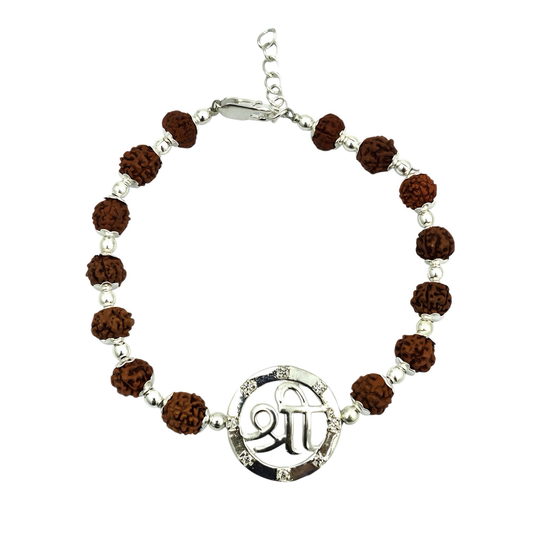 ‘Shree’ 925 Sterling Silver Rudraksha Beads Bracelet