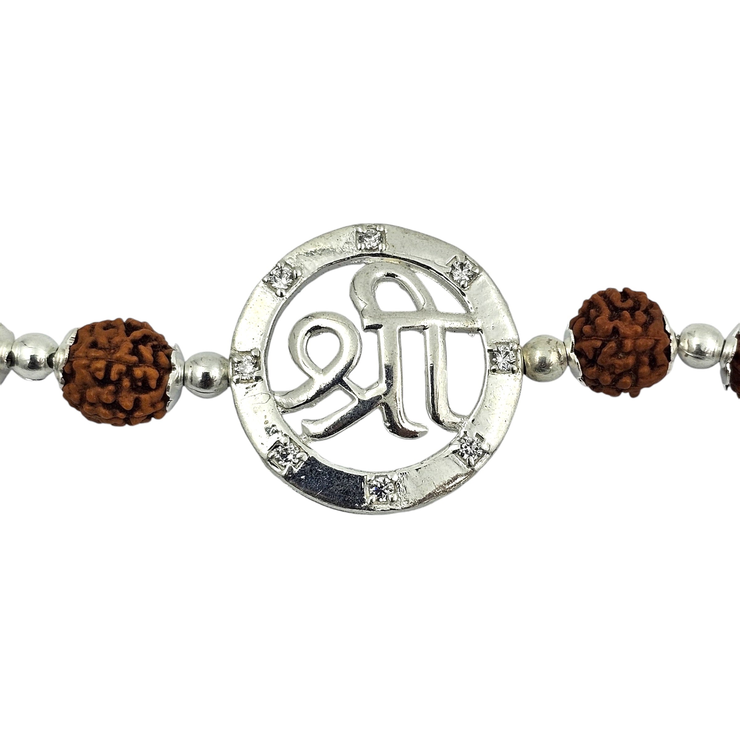 ‘Shree’ 925 Sterling Silver Rudraksha Beads Bracelet