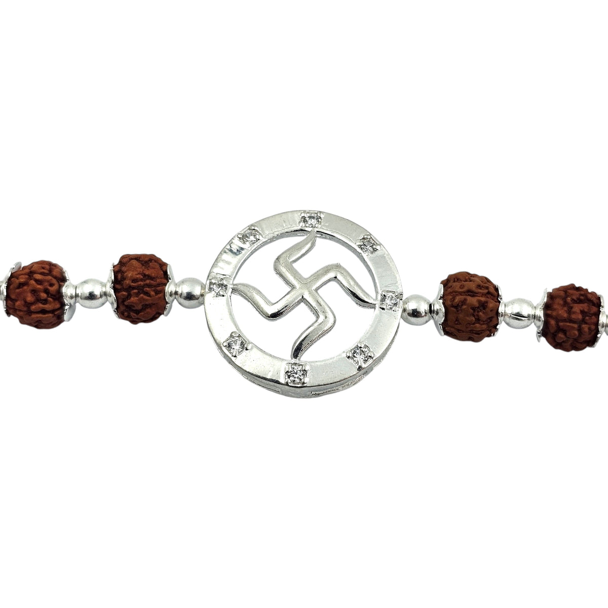 ‘Swastik’ 925 Sterling Silver Rudraksha Beads Bracelet