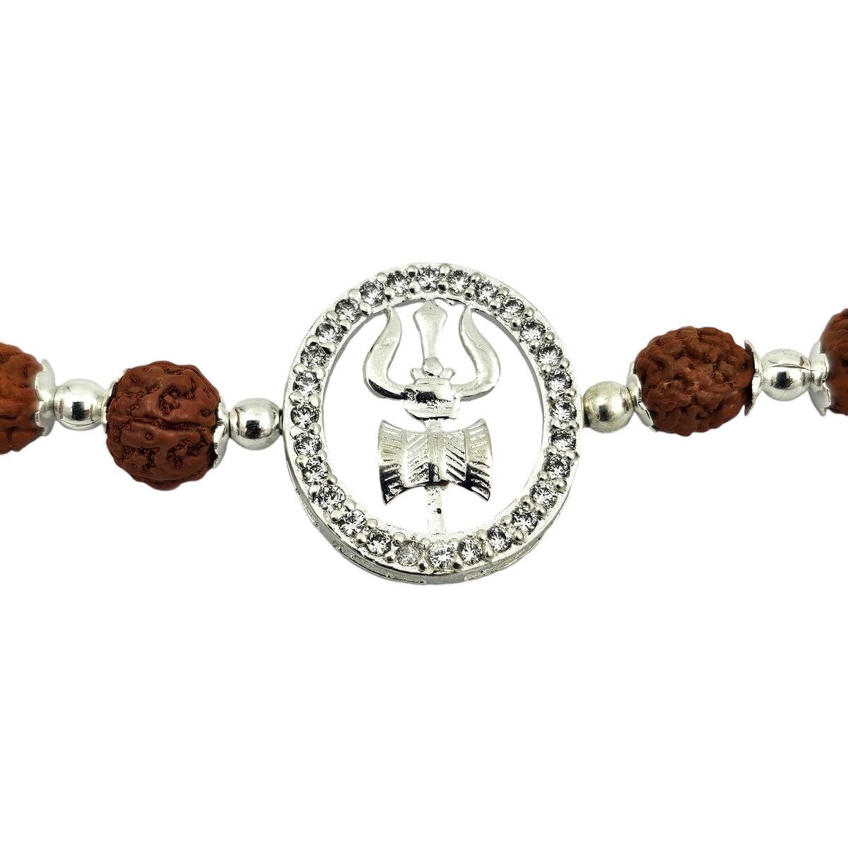 ‘Trishul Damru’ 925 Sterling Silver Rudraksha Beads Bracelet