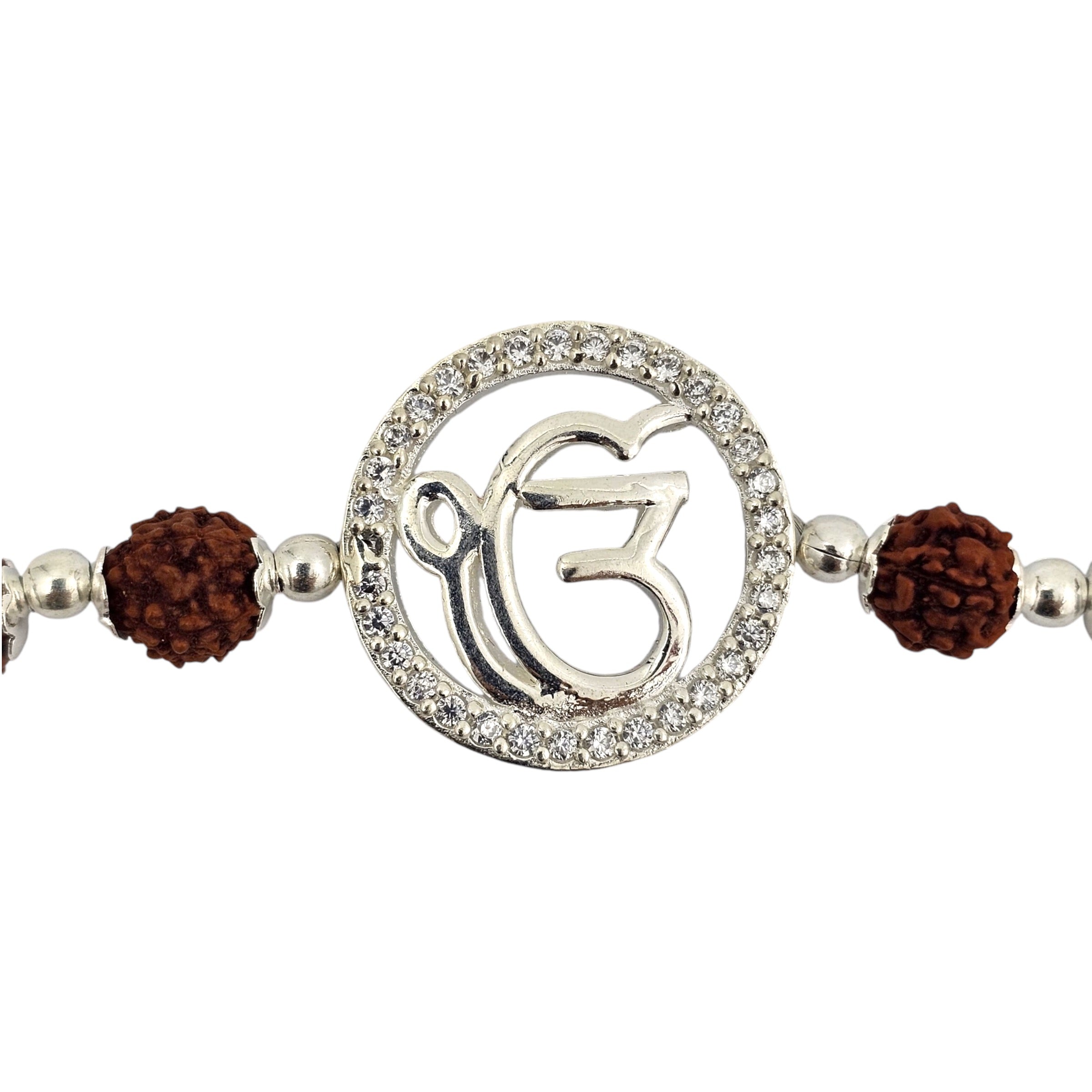 ‘IK Onkar’ 925 Sterling Silver Rudraksha Beads Bracele