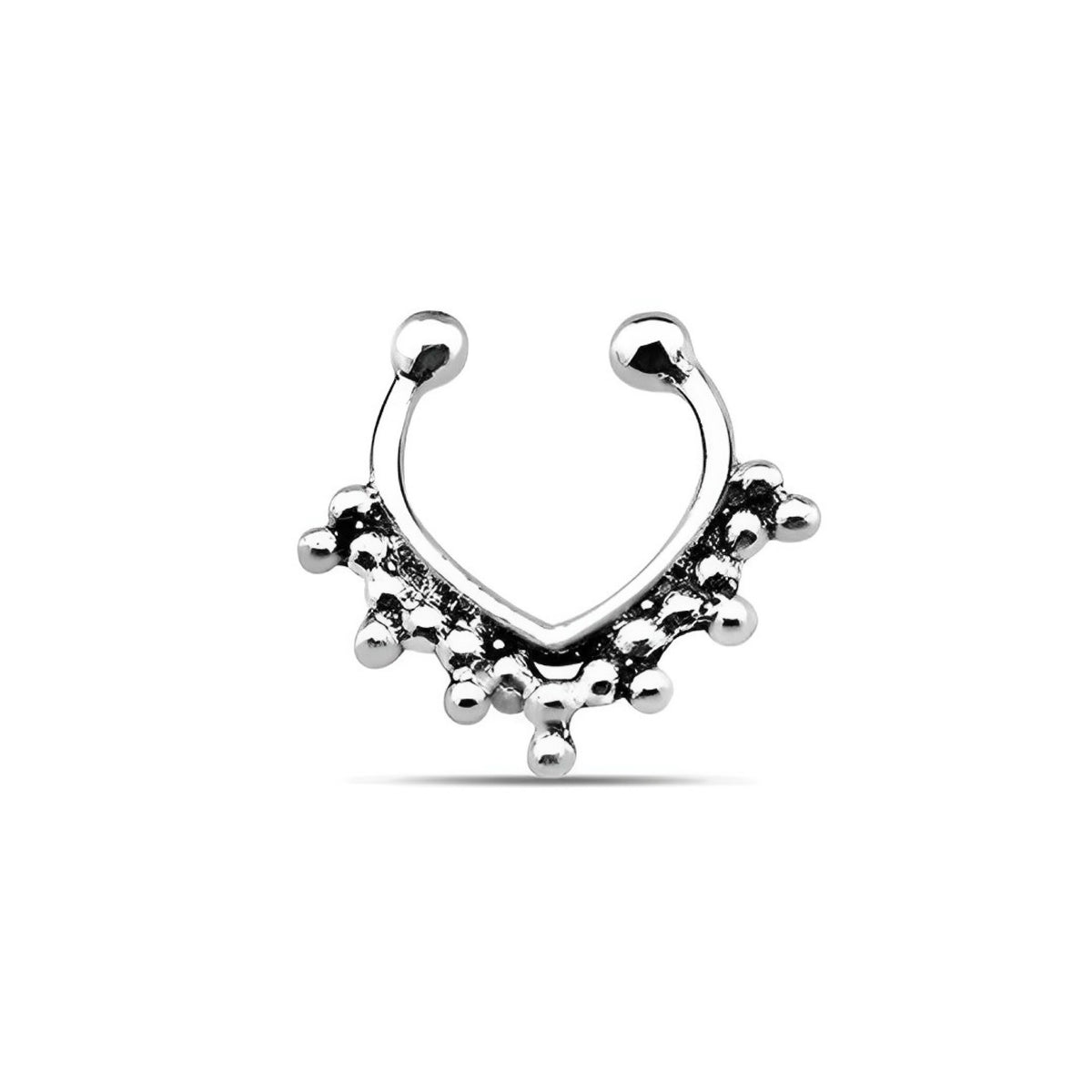 Silver Oxidised Beaded Septum Nose Ring