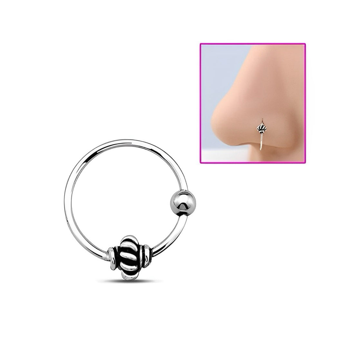 Spiral Bead Nose Ring