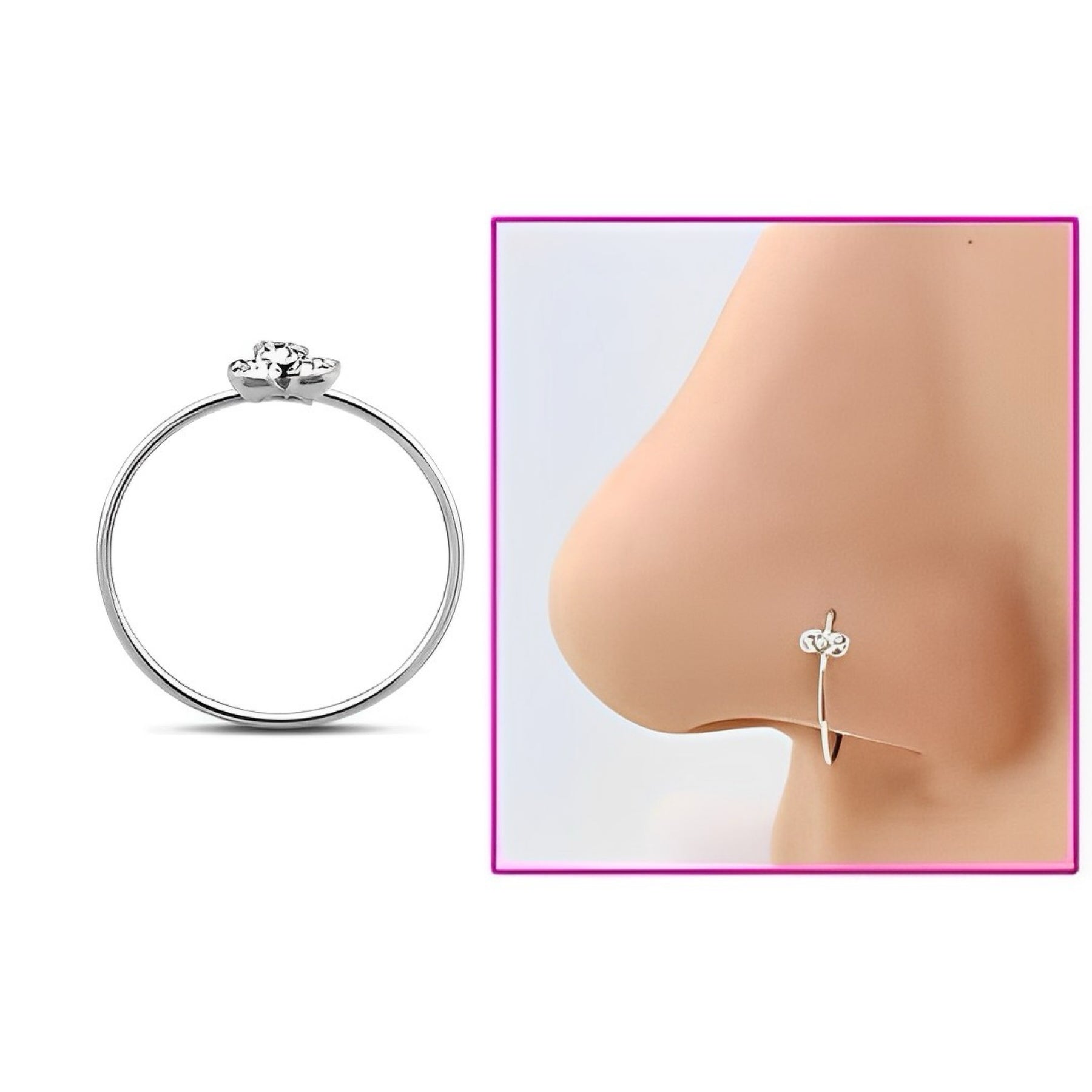 Silver Crystal Nose Hoop