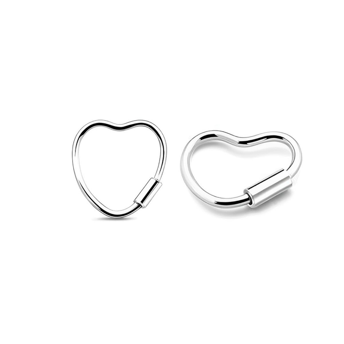 Silver Heart Nose Hoop