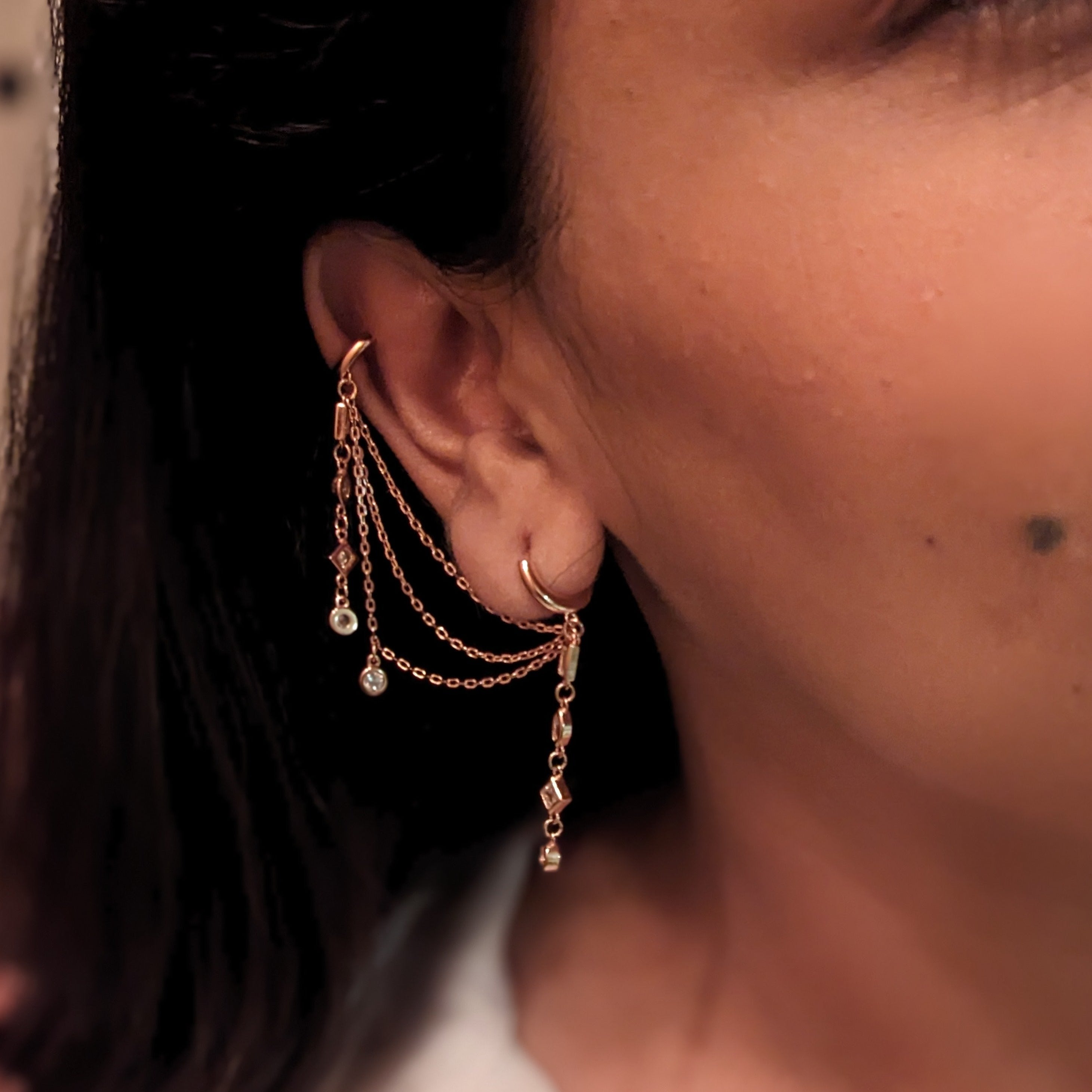 Rose gold Drops Earcuff Earrings