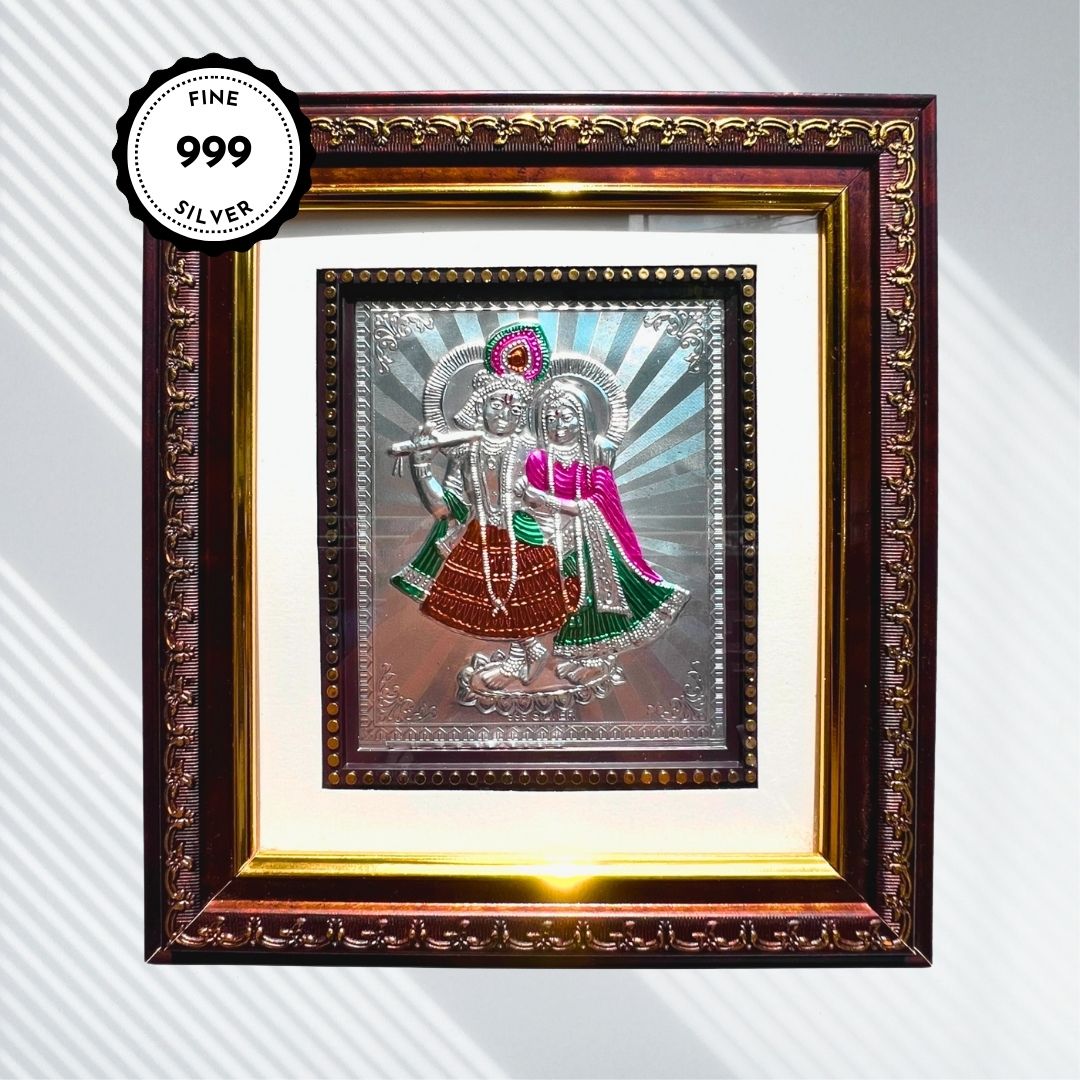 Radha Krishna Silver Wall Frame (999 Pure Silver)