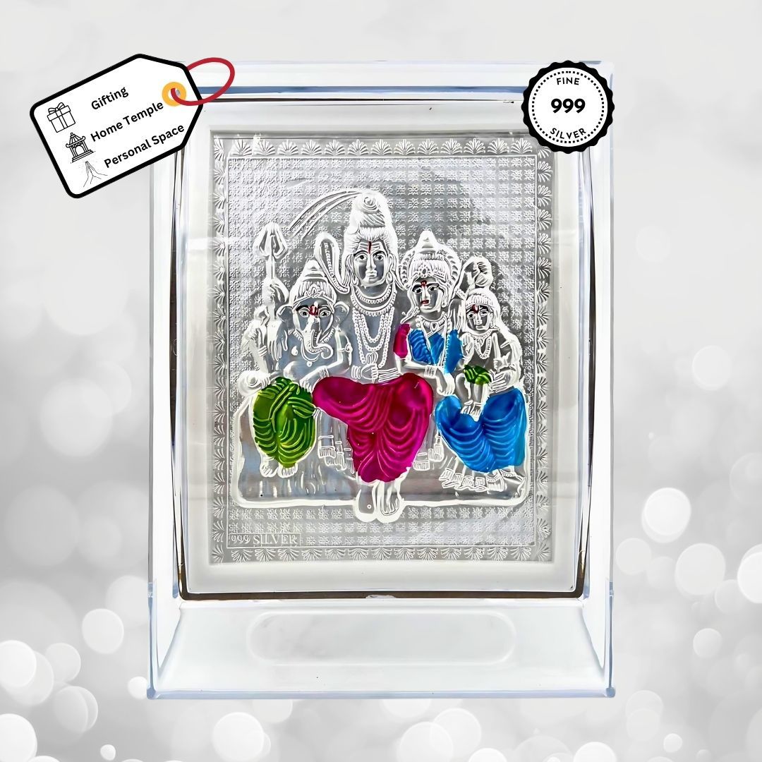 Shiv Parivar Coloured Silver Frame (999 Pure Silver)