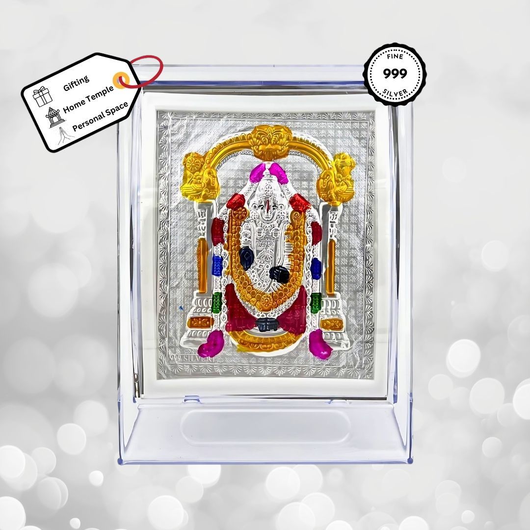 Tirupati Balaji Coloured Silver Frame (999 Pure Silver)