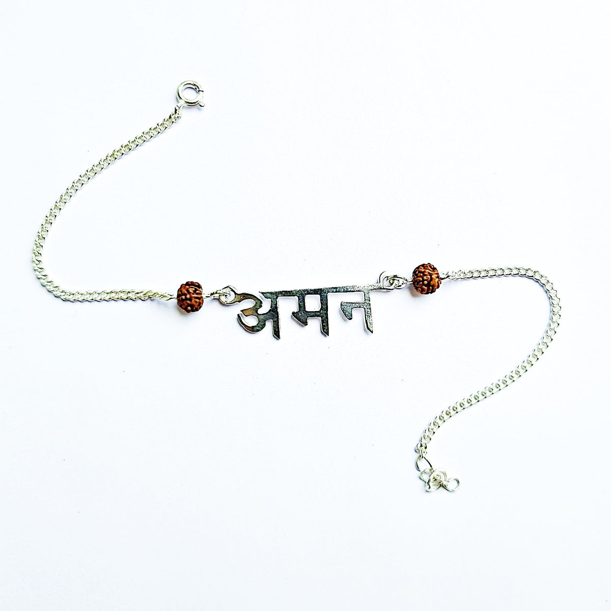 Customised Name Stencil Rudraksh Chain Bracelet/Anklet