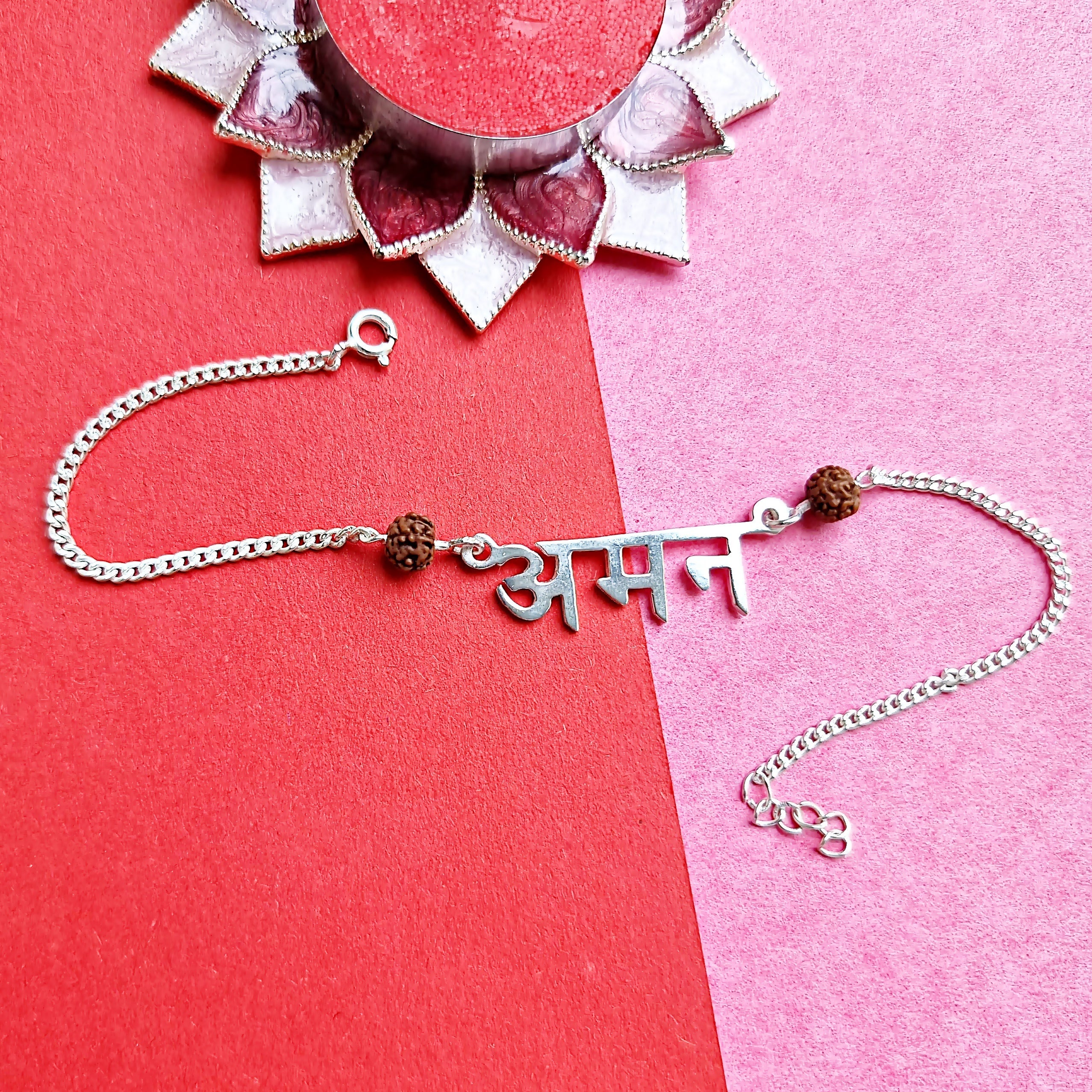 Customised Name Stencil Rudraksh Chain Bracelet/Anklet