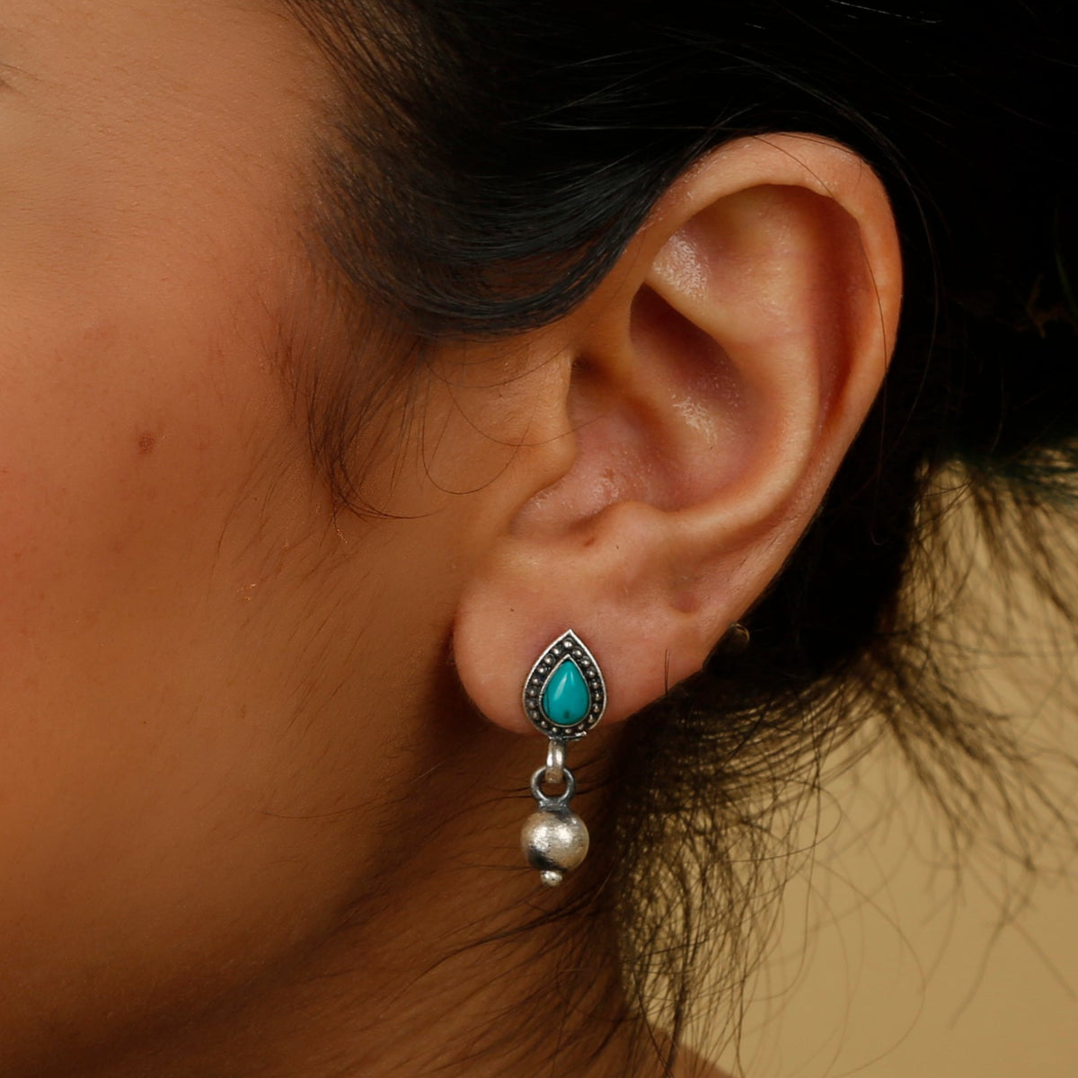 Turquoise Pear Stud Earrings