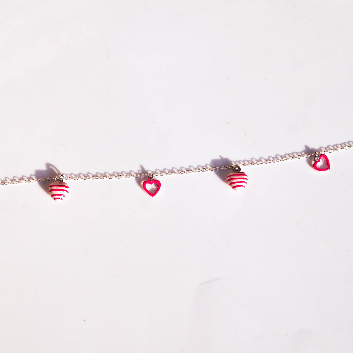 Pink & White Heart Kids Anklet (Single/Pair)