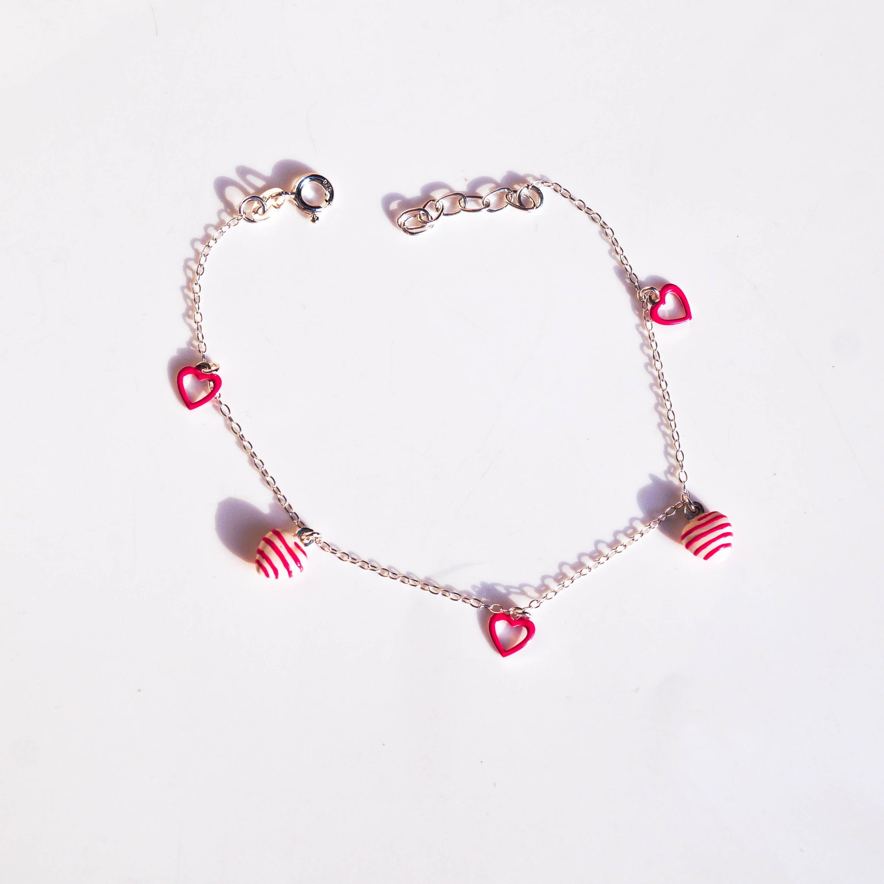 Pink & White Heart Kids Anklet (Single/Pair)
