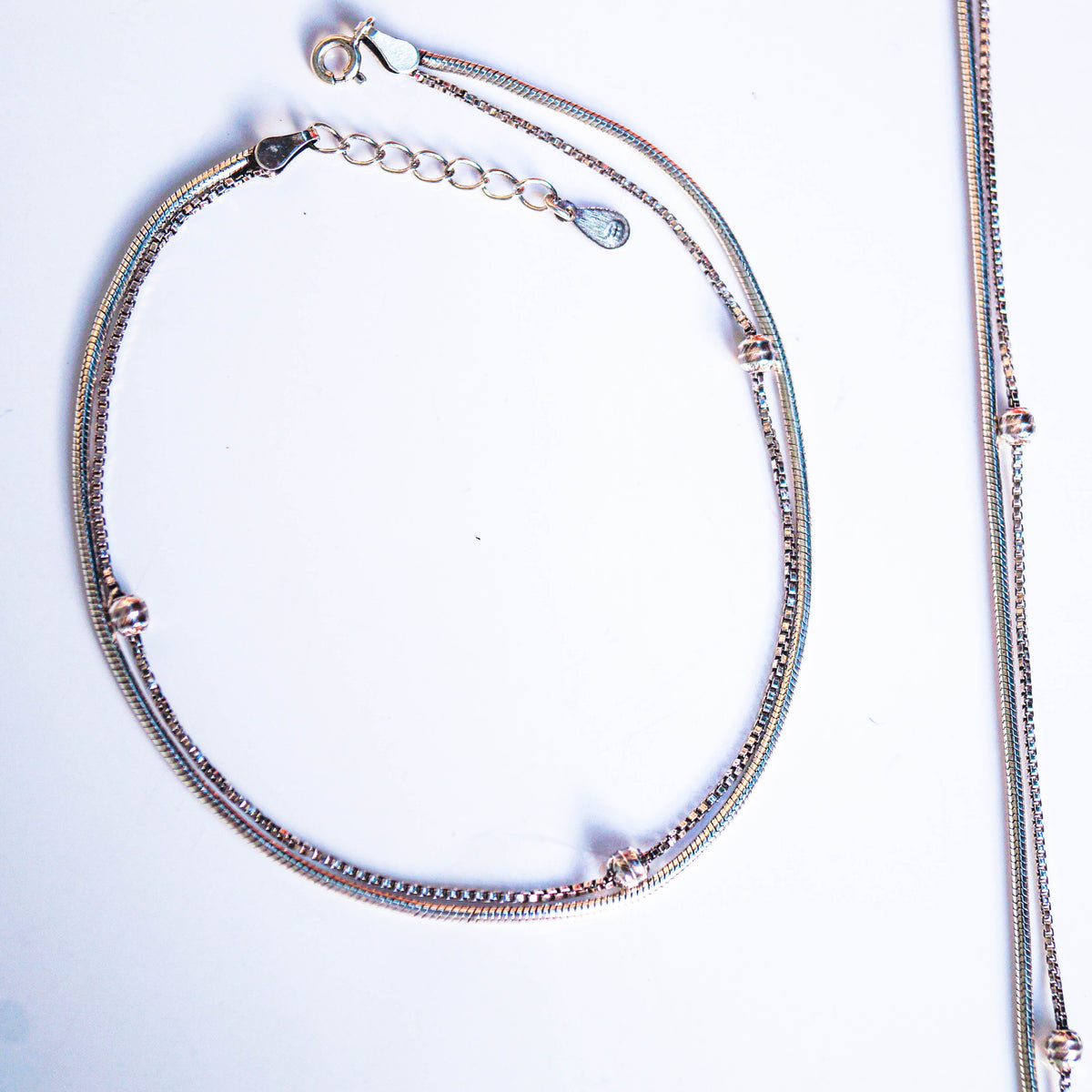 Duo Chain with Beads Anklet (Pair)