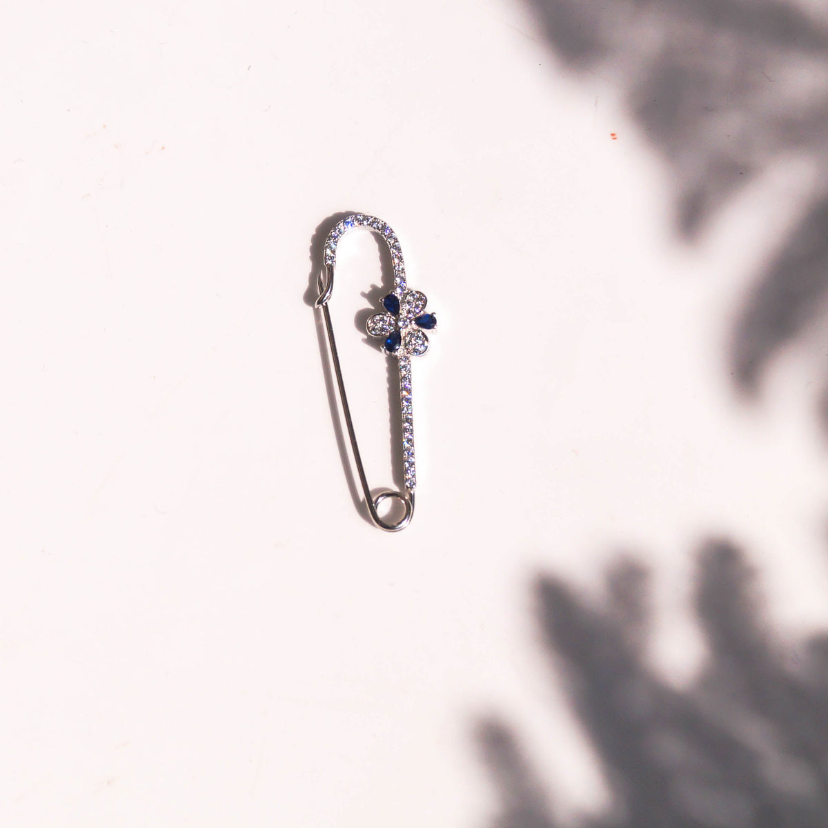Silver & Blue Pushp Safety pin