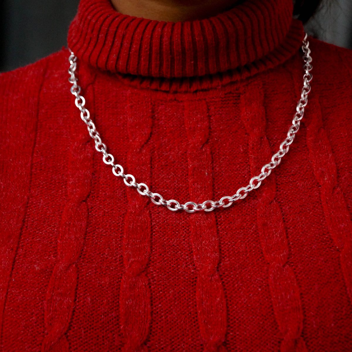 Double Link Patterned Oval Neck Chain (Unisex)