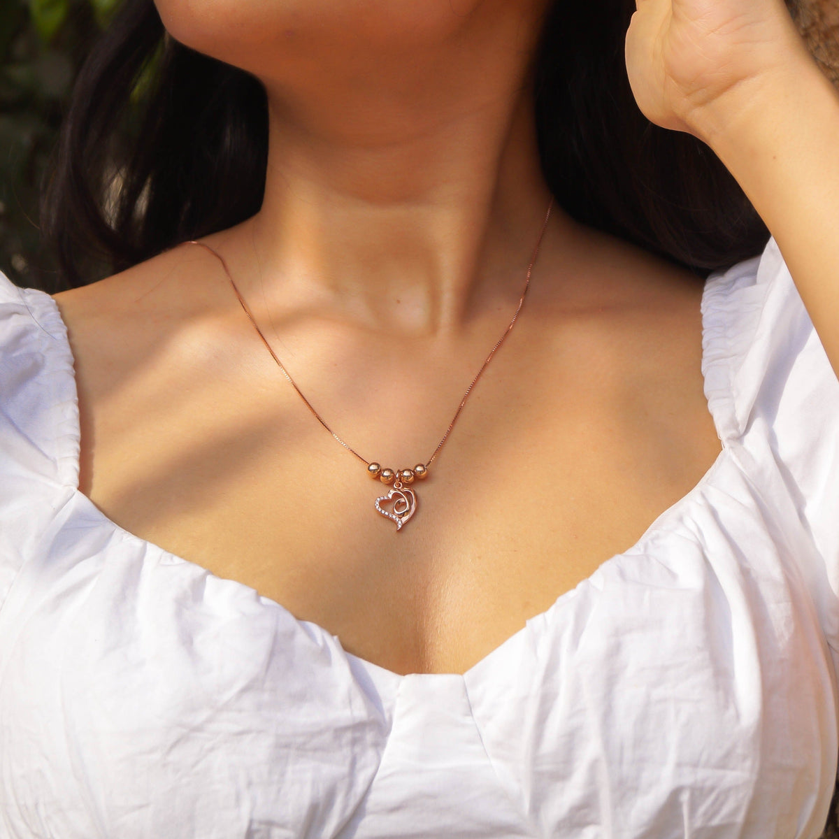 Duo Heart Rose gold Necklace