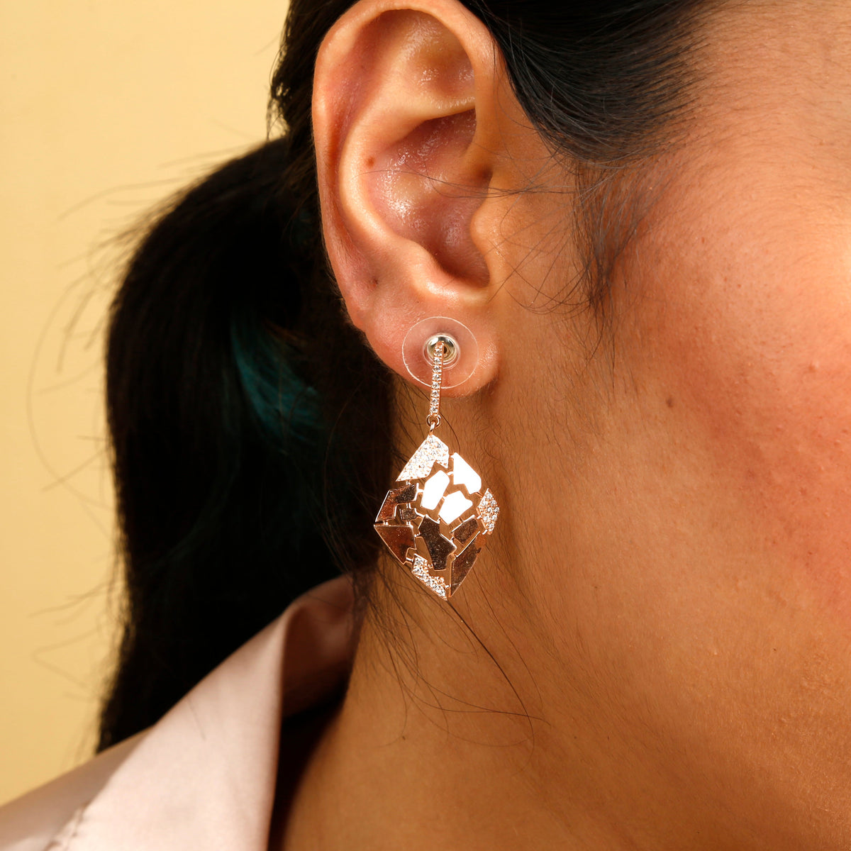 Rosegold Diamond Drop Earrings