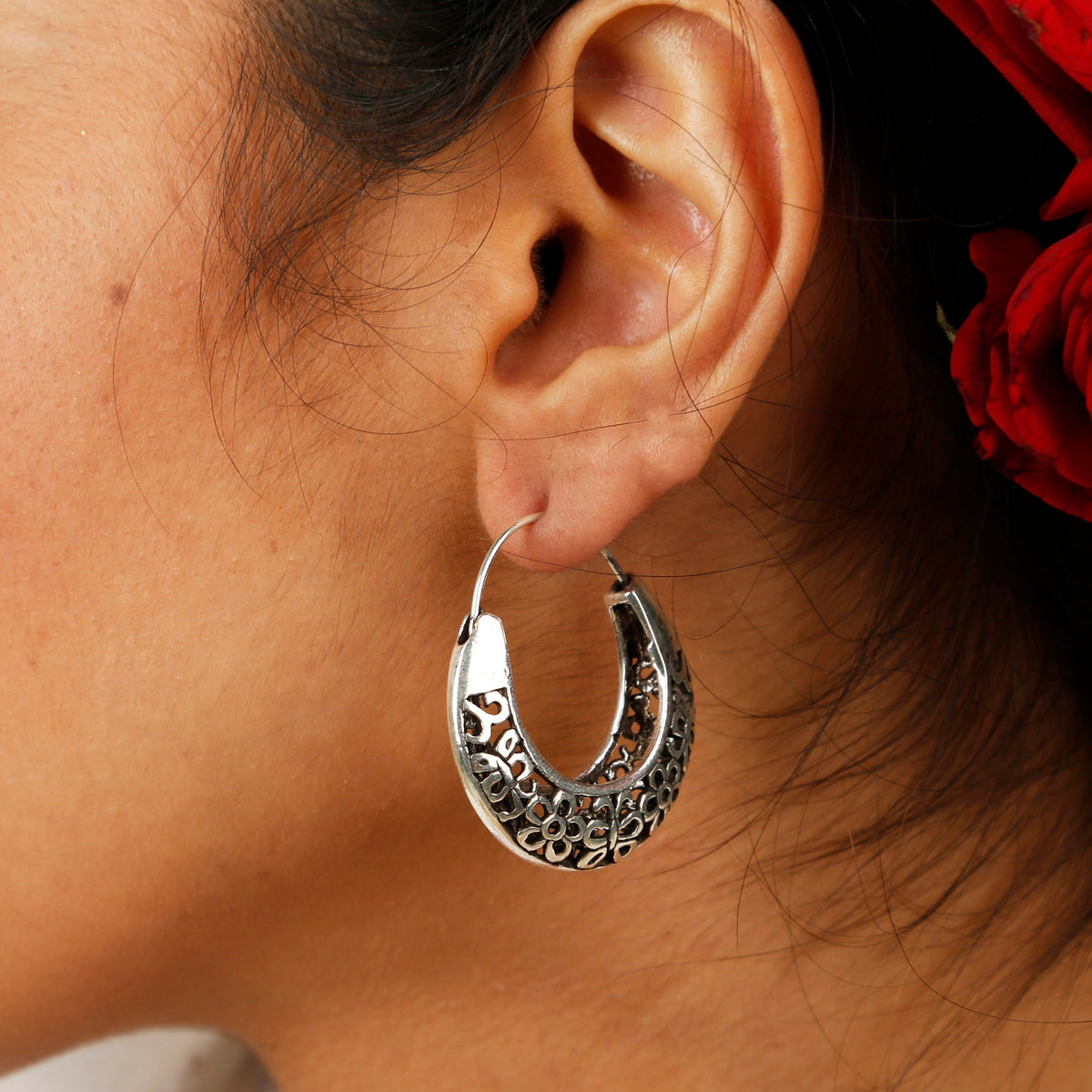 Flower Crescent Traditional Earrings