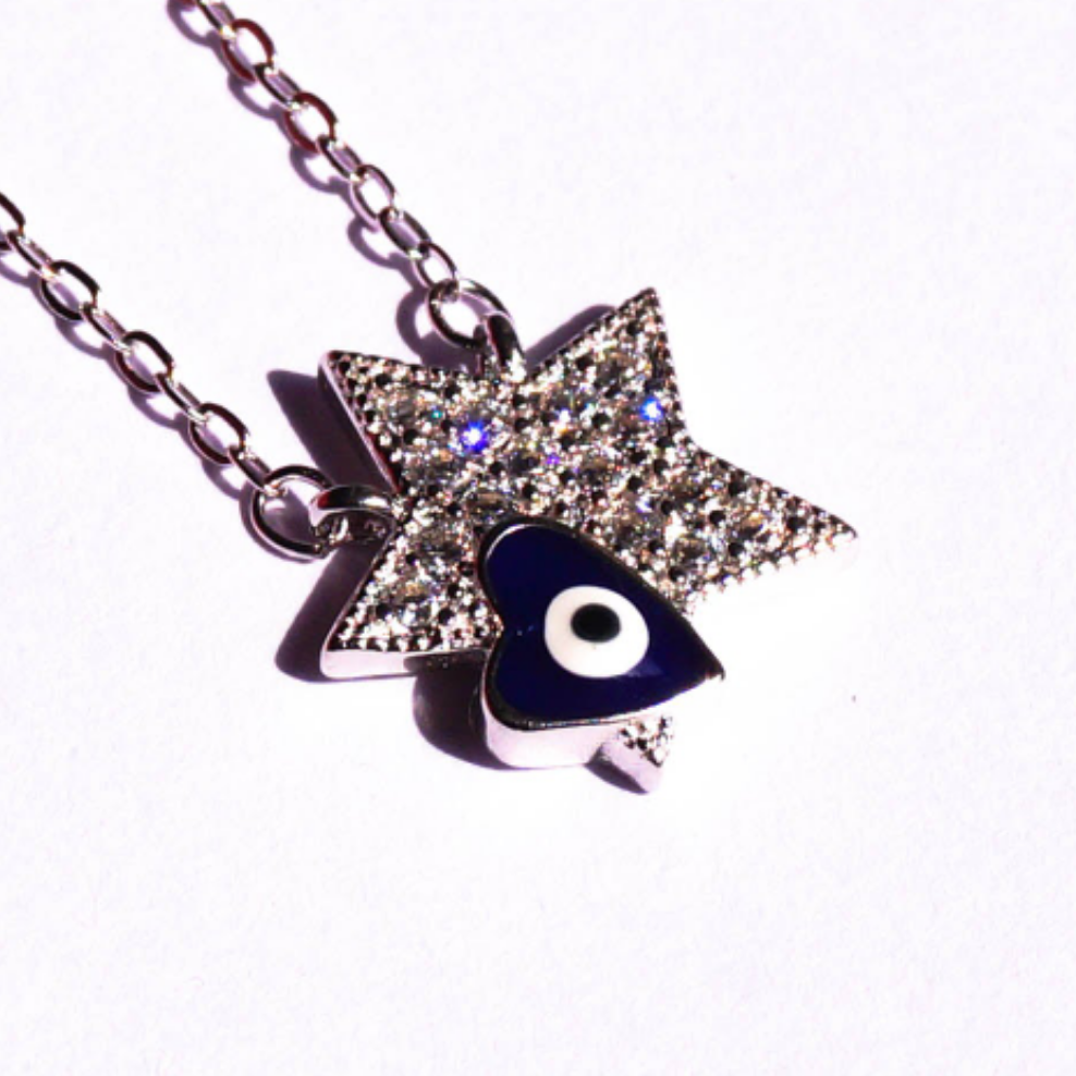 Studded Starry Evil Eye Pendant Chain