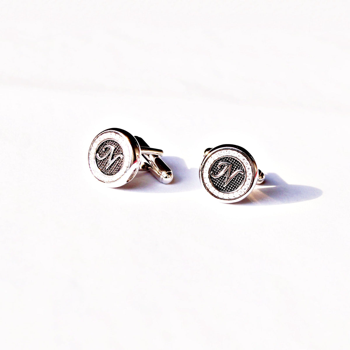 Name Initial Embedded Diamond Cufflink