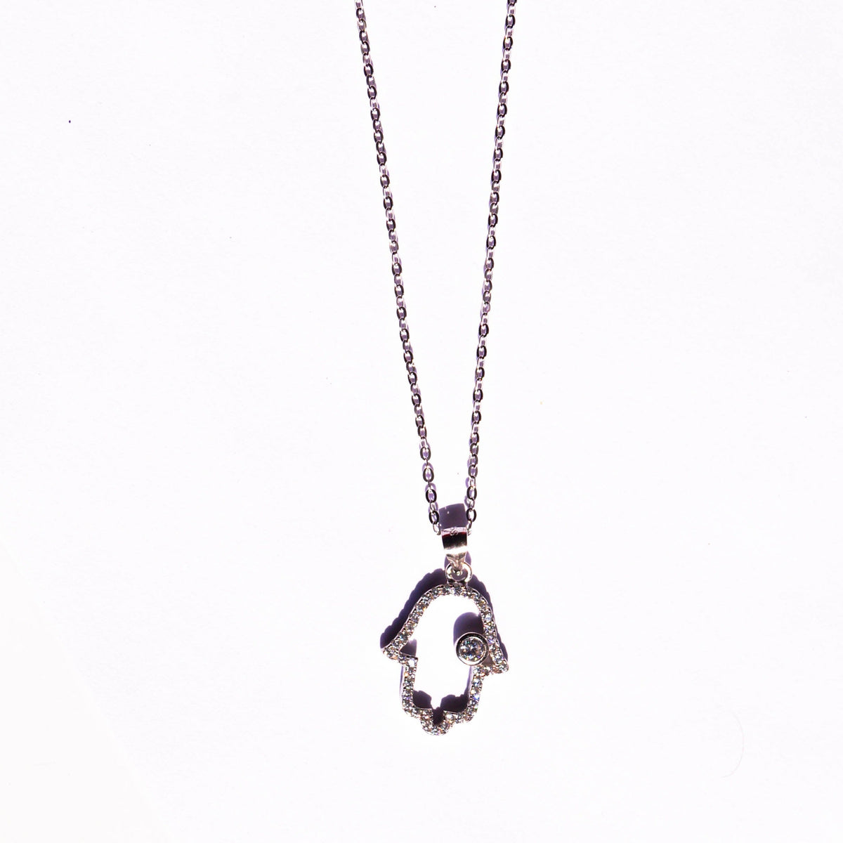 Outlined Studded Hamsa Necklace