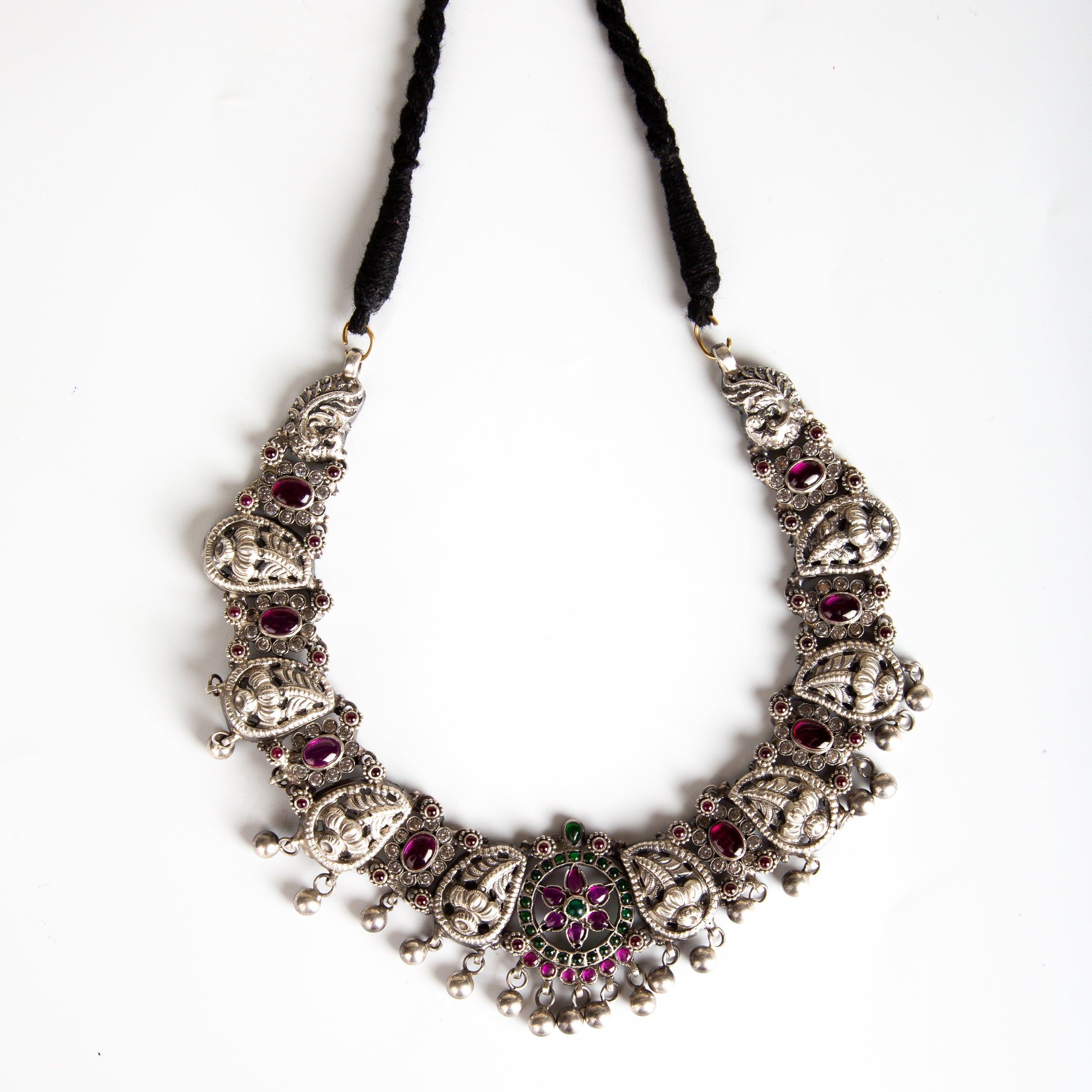 Kalakriti Traditional Silver Drops Necklace