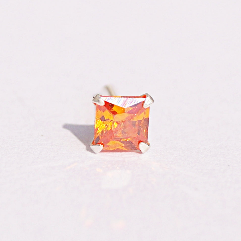 The Colourful Princess-cut Solitaire Nosepin (3mm) (Pushback)