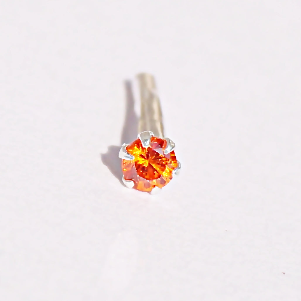 The Colourful Round-cut Solitaire Nosepin (2mm/2.5mm/3mm) (Pushback)