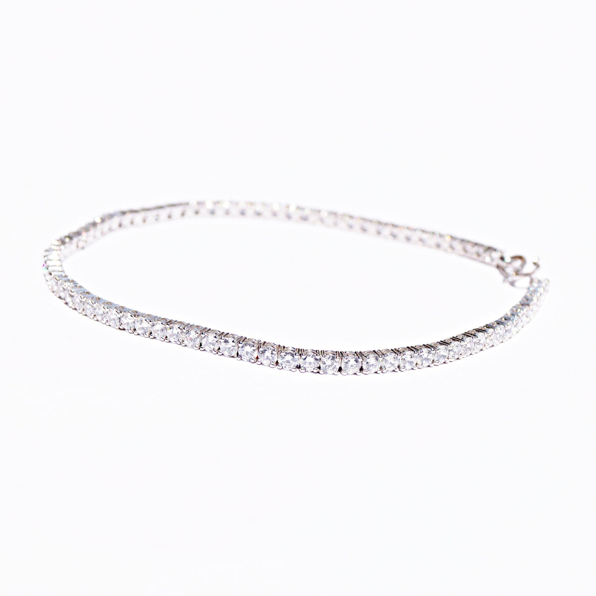 Linear Look Solitaire Anklet (3mm) (Pair)
