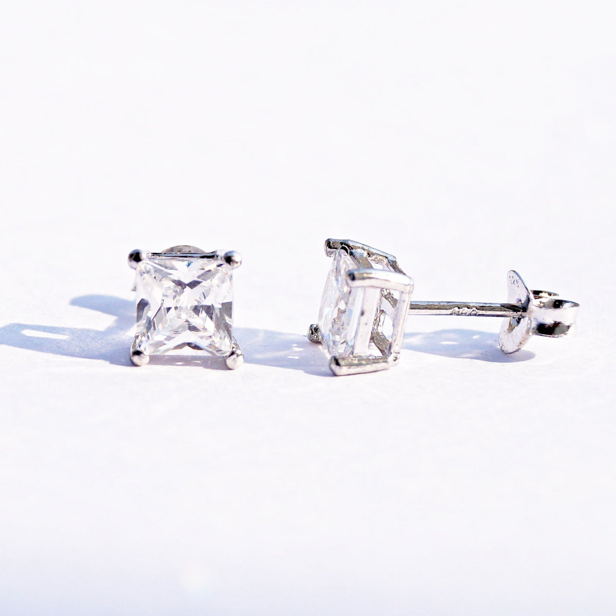 Princess Cut Solitaire Studs (5mm)