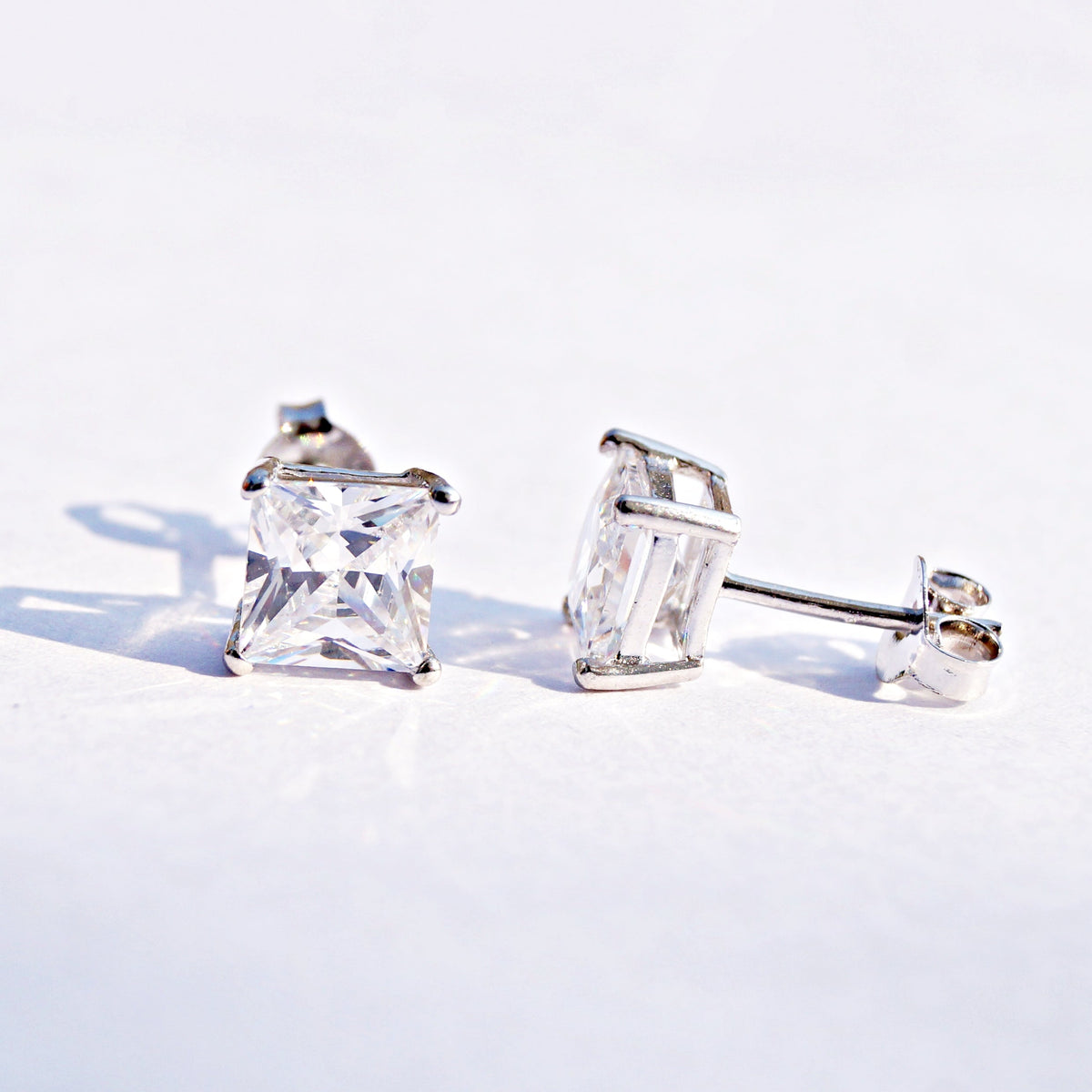 Princess Cut Solitaire Studs (6mm)