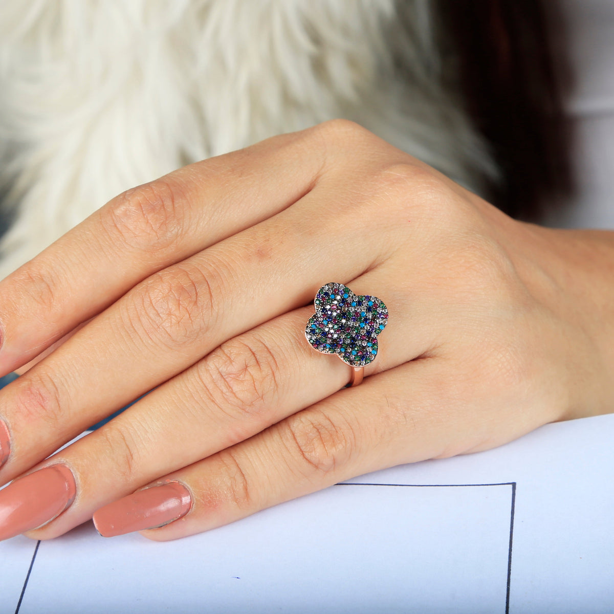 The Multicolour Lucky Clover Ring