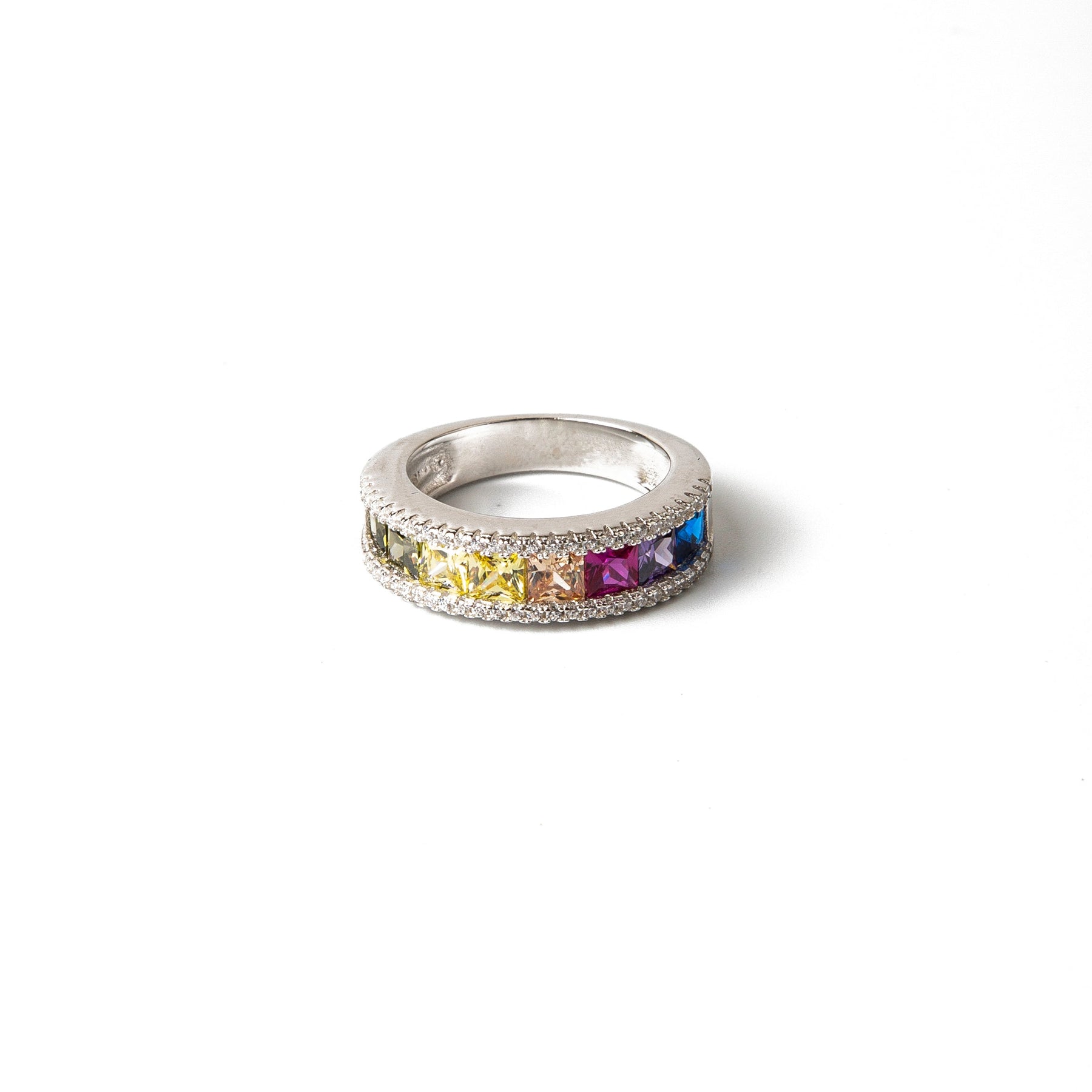 The Cz Periphery Rainbow Wide Band Ring